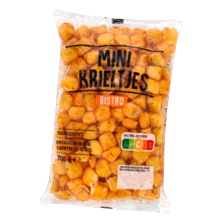 Bistro minikriel, aardappelschijfjes, minikrieltjes naturel of BBQ